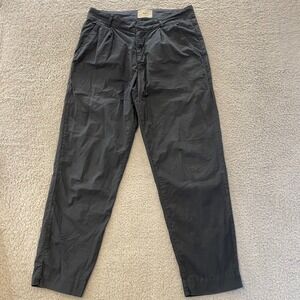 Folk Assembly Chino Pant Mens 2 (33x27) Gray Pleated Tapered Cotton Trousers